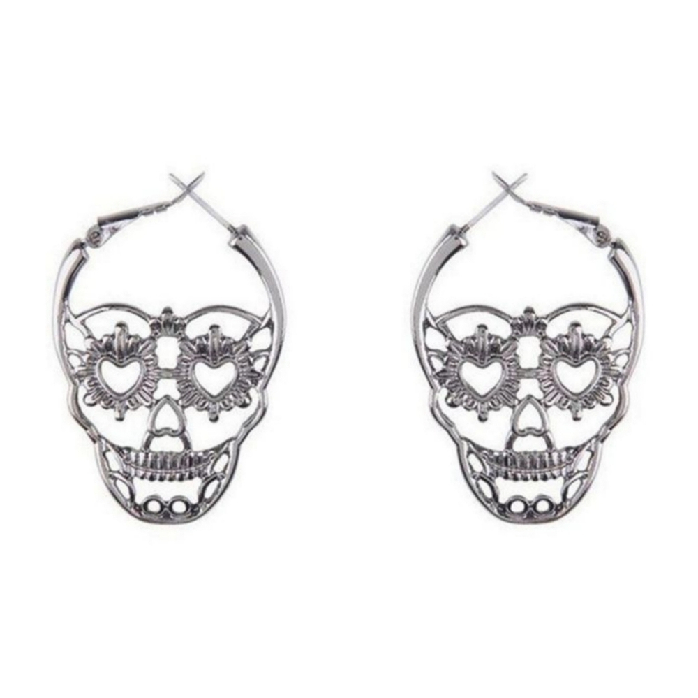 Skull Punk Hoop Earrings - Picture 4 of 16